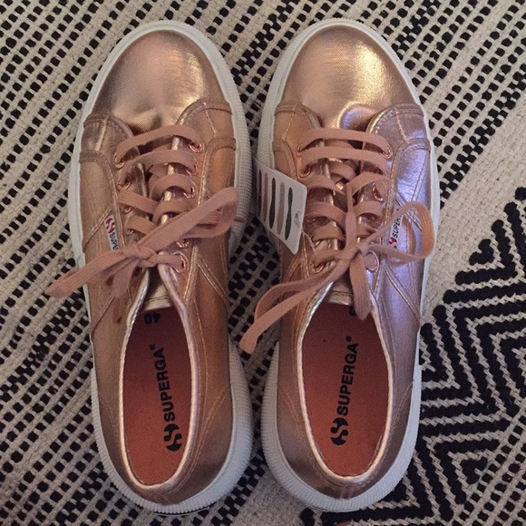 superga platform sneakers rose gold